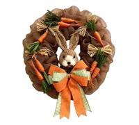 MagiDeal Ghirlanda pasquale con coniglio, decorazione da parete rotonda in tessuto a rete da 17,7 pollici, ghirlanda primaverile per caminetto, finestra,