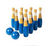 MagiDeal Gioco di Bowling per Bambini Set Bowling Giocattolo Birilli Palla in Legno Massello Design Tradizionale Pista Casual Gusto Arcade Movimento Attivo, Grande