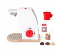 MagiDeal Macchina Del Caffè Giocattolo in Legno Accessorio Macchinina Caffè Gioco Imitazione Design Compatto con Base Robusta E , Macchina Da Caffè Giocattolo In Legno Bianca E Rossa Con Accessori