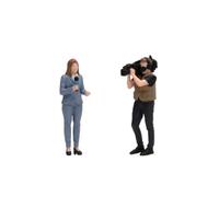 MagiDeal Miniatura Figurina Giornalista con Microfono E Cameraman Set Personaggio Modello Diorama Resina Dettagliata per Plastici Cittadini Modelli Architettura Scaffali Esposizione