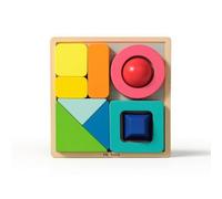 MagiDeal Pannello Puzzle in Legno per Bambini con Forme Geometriche E 16 Pezzi Colorati con Carte Guida per Esercitare La La Coordinazione Mano Occhio Adatto per Bambini dai
