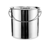 MagiDeal Pentola in Acciaio Inox con Coperchio, Secchio in Metallo per Il Trasporto, Secchio per La Conservazione Del Riso, Pentola Alta, Secchio per L'acq, 2.5 L