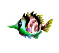 MagiDeal Pesce in Metallo colorato Appeso a Parete Art Decor, Decorazioni Scultura di Pesci Tropicali Scultura d'Arte di Pesci per Recinzione Giardino, Verde