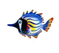 MagiDeal Pesce in Metallo colorato Appeso a Parete Art Decor, Decorazioni Scultura di Pesci Tropicali Scultura d'Arte di Pesci per Recinzione Giardino, Giallo