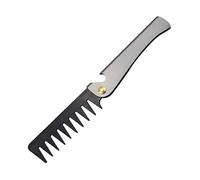 MagiDeal Pettine per testa a olio pieghevole da uomo, pettinatura per pettinatura per capelli Manico in acciaio inossidabile Pettine per styling vintage, Dente fine da 1 cm