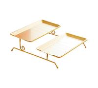 MagiDeal Piatto per frutta in acciaio inox, contenitore per verdure, organizer per regali, ornamento a due strati, vassoio per caramelle, per feste in casa e, Oro