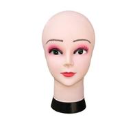 MagiDeal Porta parrucca con testa di manichino calvo femminile con ciglia e labbra, espositore per cappelli, modello di esposizione per parrucche per gioielli, Circonferenza 55 Cm