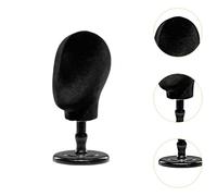 MagiDeal Porta parrucca Testa di manichino Home Salon Stilista Desktop Decor Salon Prop Testa di manichino Modello Cappello Supporto per parrucca Copricapo, Base Nera