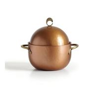 MagiDeal Pot Pentola Casseruola Cuocipasta con Corpo Ovale a Uovo in Rame E Ottone Elevata Ritenzione Del Calore Coperchio, Colore Tostato Spessore Maggiorato