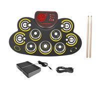 MagiDeal Roll up Drum Set Set portatile Strumenti di silicone a tamburo Professional presenta strumenti musicali multifunzione con bacchette, Giallo