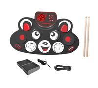 MagiDeal Roll up Drum Set Set portatile Strumenti di silicone a tamburo Professional presenta strumenti musicali multifunzione con bacchette, Orso