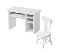 MagiDeal Scrivania e Sedia per Computer in Miniatura in Scala 1:12, Set di mobili per casa delle Bambole, Tavolo da Studio Moderno e sedie, Modello di Set,