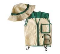 MagiDeal Set di Gilet e Cappello da Esploratore per Bambini, Set da Gilet e Cappello Cargo per Giocare a Fare Finta di Esplorare all'aperto, Regalo di, Verde