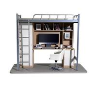 MagiDeal Simulazione Creativa in Miniatura di dormitorio Universitario in Scala 1/12, mobili per Case delle Bambole, Letto, Computer, Tavolo e Sedia.