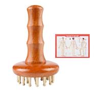 MagiDeal Spazzola per il corpo in legno per massaggi, strumento per scolpire 29 denti in ottone, corpo, collo, mani, spalle, braccia, schiena, gambe, con Mappa Dei Punti
