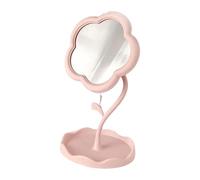 MagiDeal Specchio per il trucco da scrivania a forma di fiore regolabile con contenitore piccolo specchio da tavolo specchio da tavolo per dormitorio, Rosa