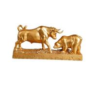 MagiDeal Statua di figurina di toro e orso, scultura di animali, collezione Feng Shui, realizzata a mano, ornamento da tavolo, 11x3x5,3 pollici per, D'oro