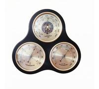 MagiDeal Stazione Meteo da Parete Barometro Termometro Igrometro Piastra Analogica in Legno con Cornice Tonda Indicatore Decorativo Adatta per Ingresso, Stile Intagliato