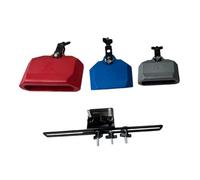 MagiDeal Strumento a percussione latino leggero con campanaccio da 4", 5" e 6" con supporto per esibizioni didattiche e spettacoli musicali, Blue Red Silver B