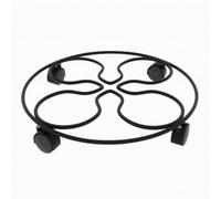 MagiDeal Supporto Piante Mobile Carrello Rotondo per Vasi Rotelle Struttura Aperta Anello Metallico Profilo Basso Appoggio Centrale per Stabilità per, Black1