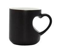 MagiDeal Tazza Caffè Ceramica Dal Manico a Forma di Cuore E Superficie Trasformabile con Liquidi Caldi Adatta per Colazione Ufficio Regali, Nero