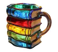 MagiDeal Tazza con Libro Dipinto, pila di Libri, Tazza da caffè, da caffè Originale, Articoli da Lettura per Amanti della Letteratura, Insegnanti, bibliotecari, a