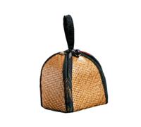 MagiDeal Tea Cup Storage Bag Pratico Portaoggetti per Tazze Da Tè Custodia per Teaware Borsa Trasportabile con Manico Astuccio Riutilizzabile Elegante in Ratta, Nero