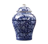 MagiDeal Vaso tè in Ceramica Turchese e Bianco Tradizionale Contenitore Ermetico con Coperchio per Mensola Espositiva, L, di Prugno