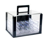 MagiDeal Vetrina Porta-Chip per Accessori Sportivi e Giochi in Acrilico, Portatile, Multiuso, con Maniglia, Contenitore Porta-Chip, con 6 Vassoi da 40 Mm