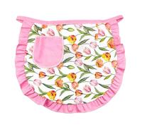 MAGIE DI CASA festa mamma - Grembiule da cucina a vita - Primavera Estate - Ideale Come Regalo e Decorazione da Tavolo cm.50x70 con tasca e volant - Made in Italy (TULIPANO ROSA)