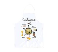 MAGIE DI CASA Grembiule da cucina con transfer divertenti e spiritose- Grembiulone chef cm.70x90 stampato con transfer Made in Italy (CARBONARA)