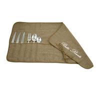 Magie di Casa Porta Posate in Panno cm.35x62 Ricamato - imbustato a 1 - Made in Italy (Beige)