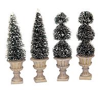 Magie di Natale Alberi di Natale a Forma di Cono, Accessori per Villaggio di Natale, Set di 4 Pezzi