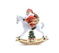 Magie di Natale Babbo su Cavallo a Dondolo in poliresina con luci a Batteria in Scatola Regalo (26.5 x 10.5 x 28.5 h)