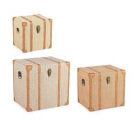 Magie di Natale Baule valgia color beige e marrone in mdf e similpelle set da 3 pezzi