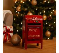 Magie di Natale Cassetta Postale Rossa Decorata per Lettere in Latta Decorazione Natalizia