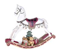 Magie di Natale Cavallo a Dondolo Natalizio Bianco, Verde e Rosso, Decorazione da 18.5 cm