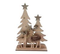 Magie di Natale Decorazione Natalizia Renne con Alberi in Legno per Decorazioni Natalizie h 33 cm (Stile 2)