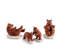 Magie di Natale Decorazione Set da Giorno della Neve per la Famiglia Bear di 4" per Villaggio di Natale e presepe