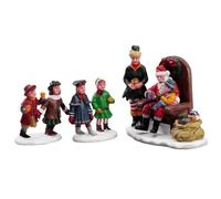Magie di Natale Decorazione Visitare Il Set di Babbo Natale di 3" per Villaggio di Natale e presepe, in Resina da h 4,5 cm