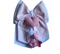 Magie di Natale Fiocco nascita in cotone personalizzabile fatto a mano 35 x h 40 cm "Made in Italy" Bianco - Rosa