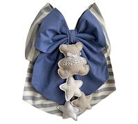 Magie di Natale Fiocco nascita in cotone personalizzabile fatto a mano 35 x h 40 cm "Made in Italy" Carta Da Zucchero Fasciato - Azzurro