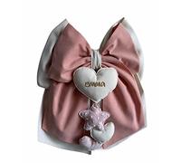 Magie di Natale Fiocco nascita in cotone personalizzabile fatto a mano 35 x h 40 cm "Made in Italy" Panna - Rosa salmone