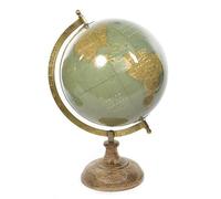 Magie di Natale Mappamondo con base in legno, decorazione per interno (15 x 12.5 x 22.5 cm, Verde)