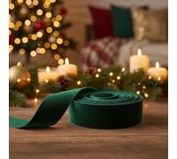 Magie di Natale Nastro in Tessuto in Velluto Verde per Decorazioni, Confezioni e bomboniere (Larghezza 4 cm)