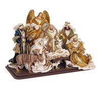 Magie di Natale Natività con 3 Re magi, Angelo e Asino con vestiti in tessuto statue per presepe