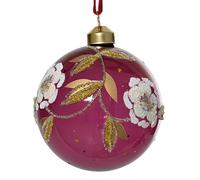 Magie di Natale Pallina Natalizia Colore Rosa con Foglie Oro per addobbi di Natale, Decorazione Natalizia (1 Pallina da 12 cm)