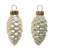 Magie di Natale Palline in vetro per albero di natale, confezione da 12 pezzi (Forma a Pigna, Champagne)