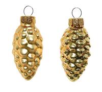 Magie di Natale Palline in vetro per albero di natale, confezione da 12 pezzi (Forma a Pigna, Oro)