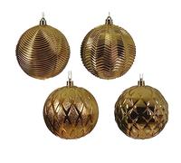 Magie di Natale Palline per albero di natale da Ø 10 cm, tubo da 4 pezzi (Oro, Vetro)